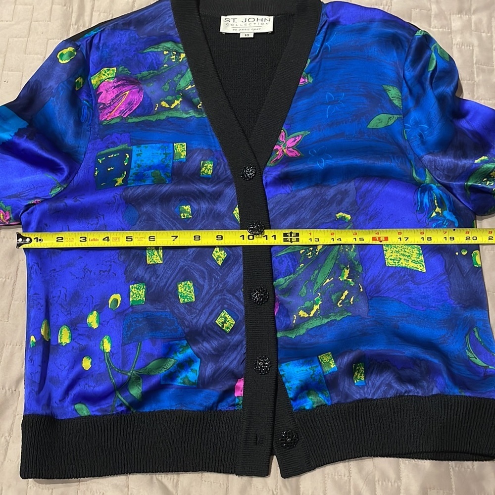 St John Vintage Black Blue Cardigan 10 - Picture 8 of 9